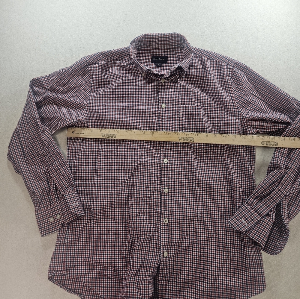 Scott Barber Button Down Shirt Large Red Blue Check Cotton - Picture 3 of 5